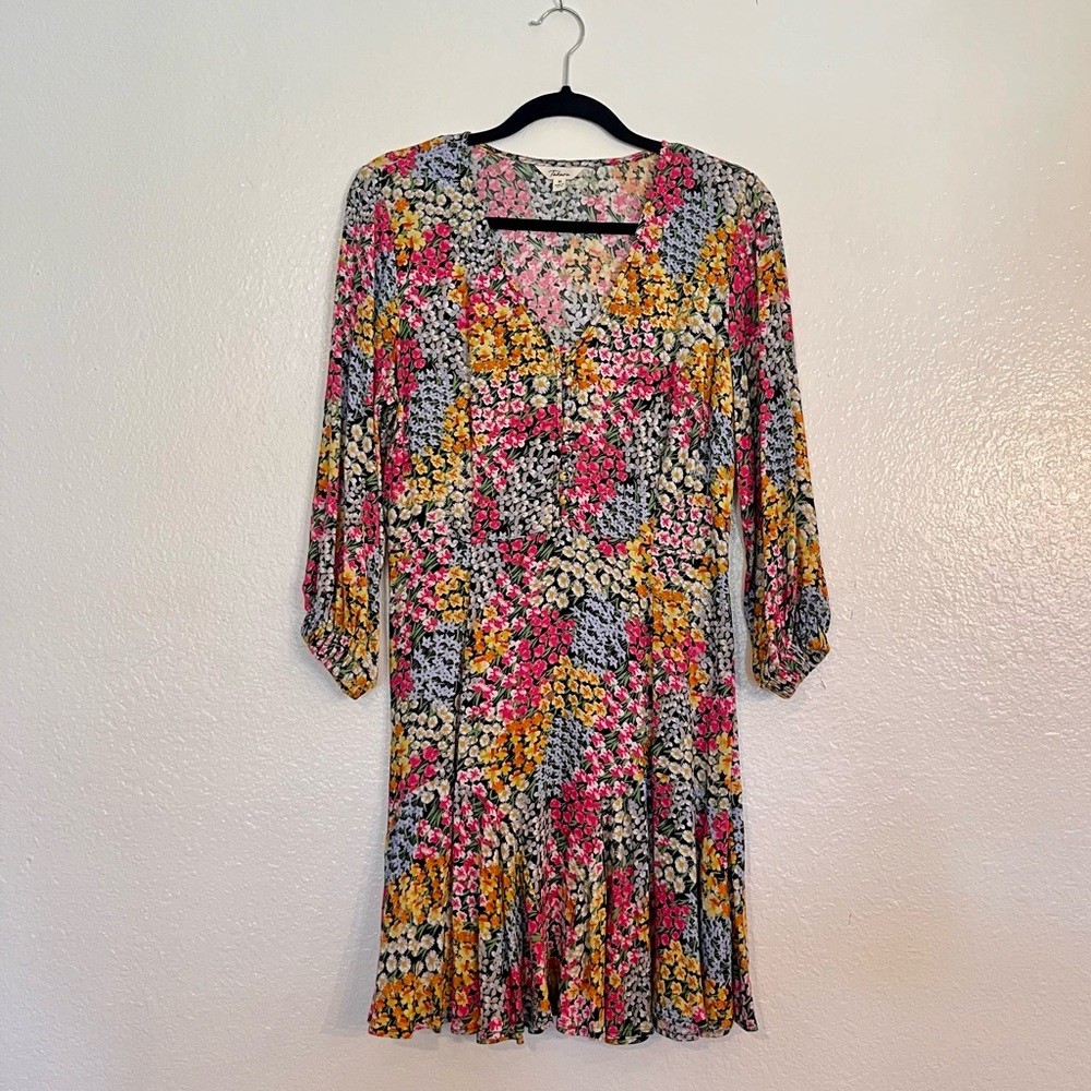 Takara Floral Long Sleeve Dress - Pink, Yellow, Black